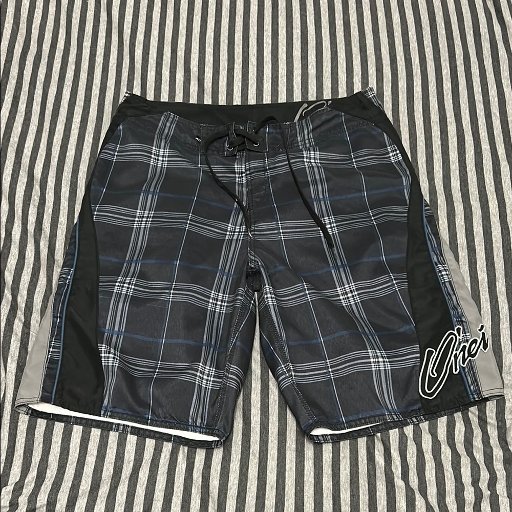 O'Neill | Men's Black Plaid Board Shorts | Size 34